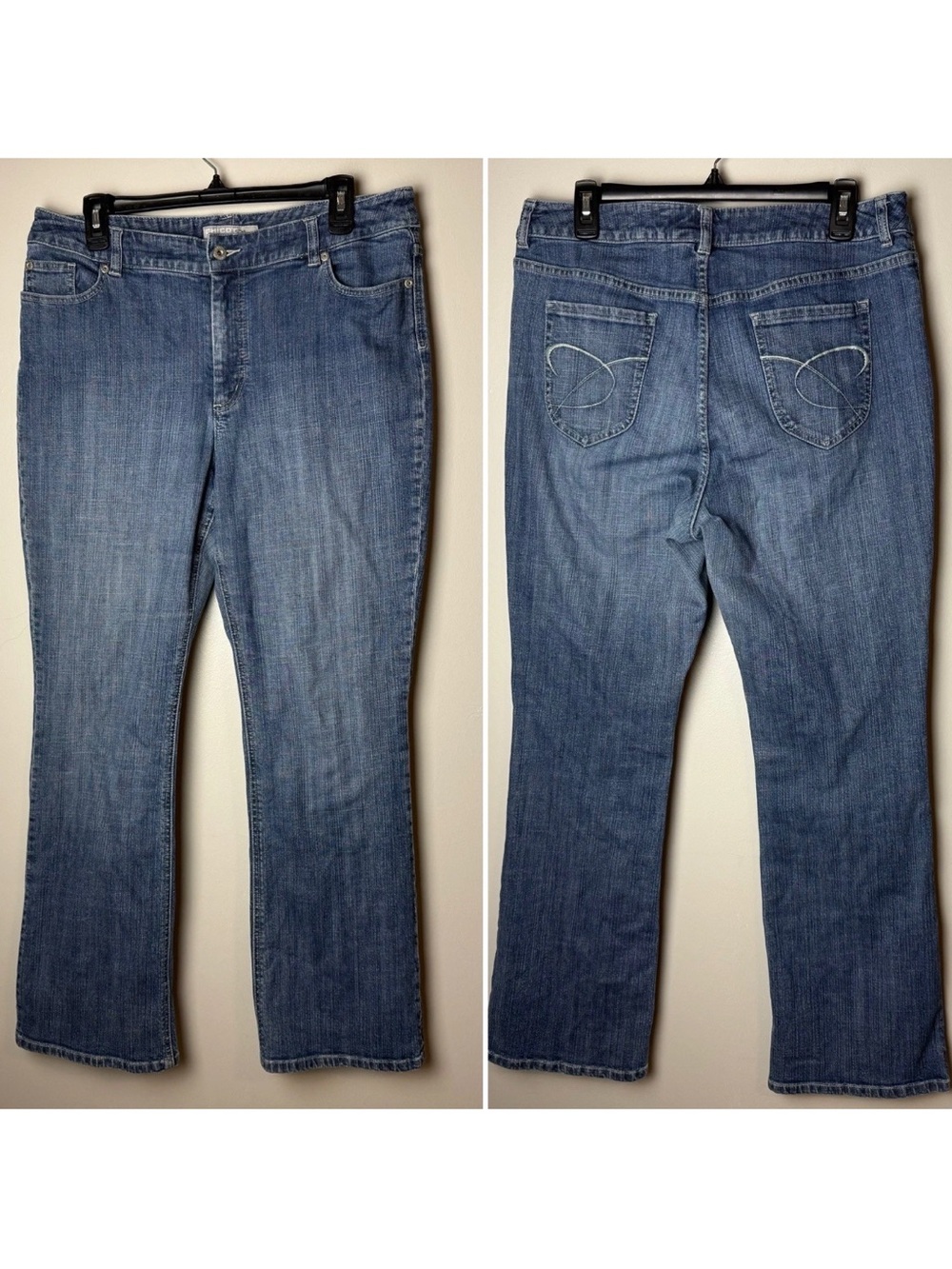 Chico's Platinum Charm RG Jeans Size 2.5 (14) Bootcut Blue Stretch Denim
